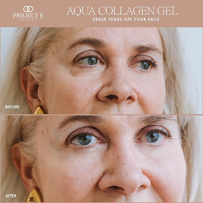 Project E Beauty Aqua Collagen Gel 24-Hour Hydration | Anti-Aging Brightening Treatment | Hydrating & Moisturizing Facial Skincare | Anti-Wrinkle Body Lotion | For Dry or Rough Skin | 50ml-VivaGrace Women