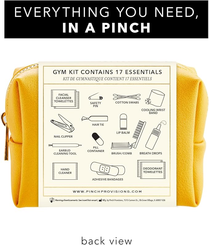 Pinch Provisions Gym Kit, includes 15 Personal Care Essentials for Wellness & Beauty, Perfect for Gifts, Gym Bags, Duffle Bags & Lockers (Mustard)-VivaGrace Women