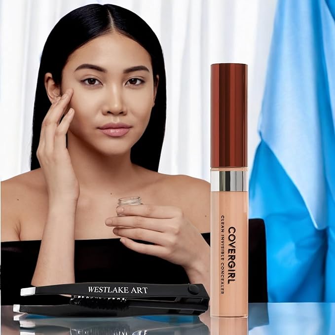 Invisible Lightweight Concealer, 0.32 Oz, Lightweight, Buildable Coverage For Flawless Complexion, Medium Concealer Bundle With Eyebrow Tweezers, Long-Lasting Wear, [Pack Of 1]-VivaGrace Women
