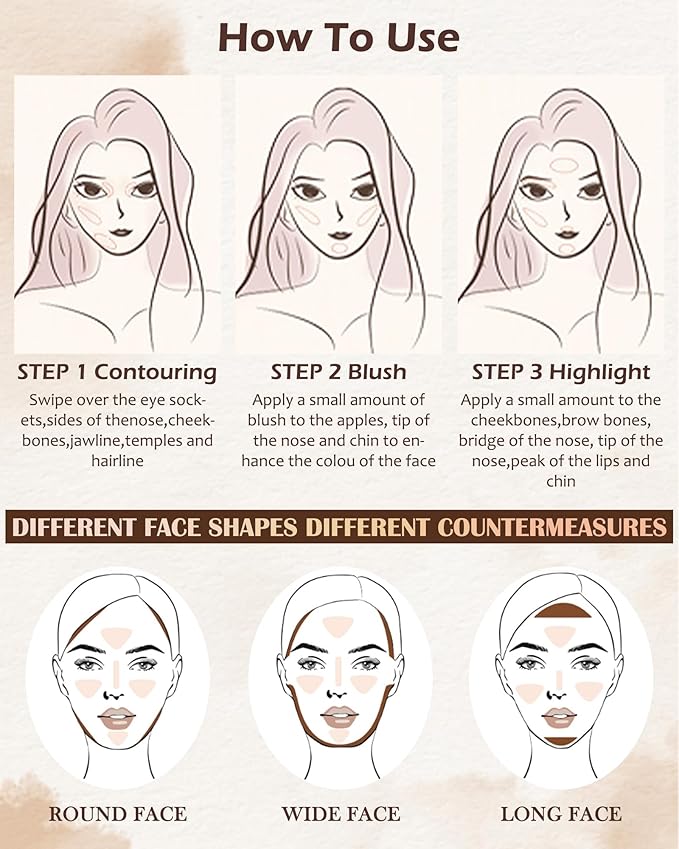 Face Matte Blush Powder Palette-2Colors Buildable Facial Cheek Blusher Pressed Powder Light Luxury Blush Contour Palette for Face,Longlasting Makeup Palette,Valentine's Day Gift Set for Women Girl-03-VivaGrace Women