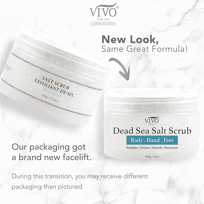Vivo Per Lei Dead Sea Salt Scrub - Body Exfoliating Scrub with Dead Sea Minerals - For Hands, Feet & Body - Pack of 2-VivaGrace Women