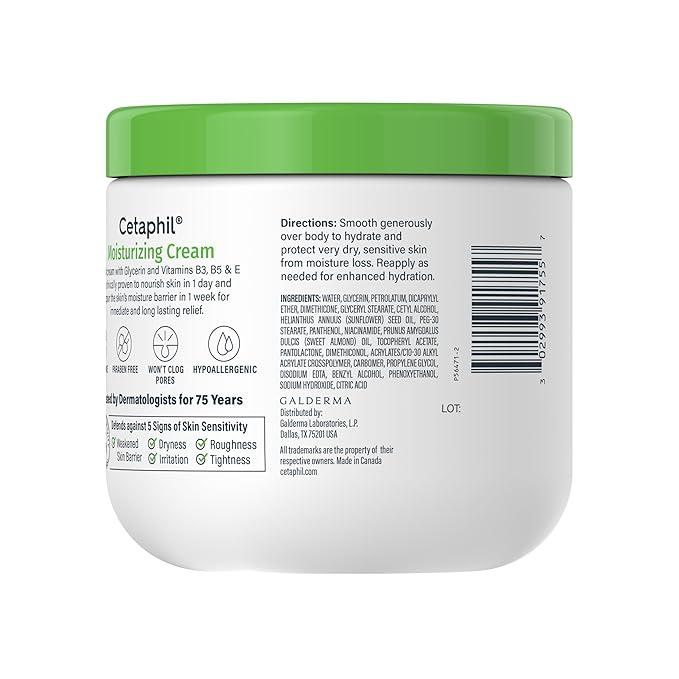 Cetaphil Face & Body Moisturizer, Hydrating Moisturizing Cream for Dry to Very Dry, Sensitive Skin, NEW 16 oz, Fragrance Free, Non-Comedogenic, Non-Greasy-VivaGrace Women