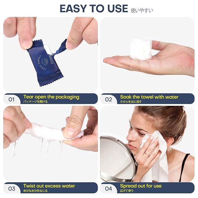 Disposable Towel, Thicken Compressed Towel Large, Soft Facial Washcloth Reusable Portable Cotton Tissue for Travel,Camping,Hiking,Hotel,Beauty Salon,Outdoor Activities(Dark Blue 20PCS)