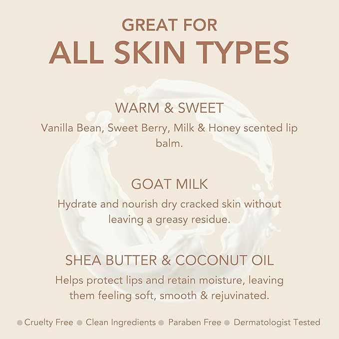 Dionis Goat Milk Skincare Warm & Sweet Lip Balm Gift Set - Beeswax, Shea Butter & Coconut Oil Lip Care Products Made in The USA - Cruelty Free Lip Moisturizer For Dry Chapped Lips, 0.28oz 3 Pack-VivaGrace Women