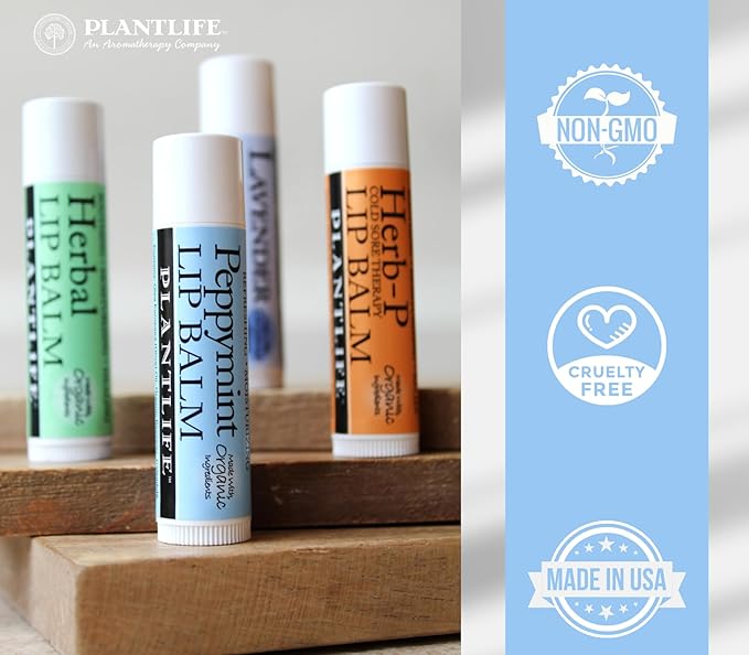 Plantlife Herbal Lip Balm - Organic Lip Balm Made with Beeswax, Calendula & Chamomile - Soothing Lip Balm for Chapped Lips - Helps Moisturize Lips & Works on Minor Cuts & Scrapes - Made in California-VivaGrace Women