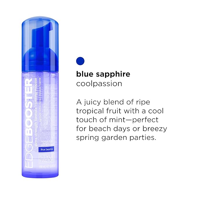 Style Factor EDGE BOOSTER Extra Strength Setting Mousse – Frizz Control, Extra Volume, and Conditioning – 6.4oz Blue Sapphire Mousse for Curly Hair-VivaGrace Women