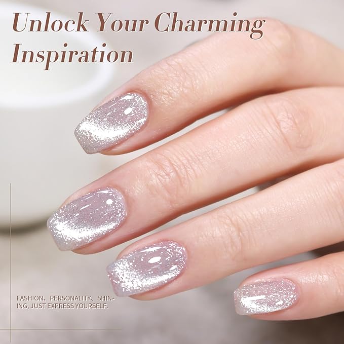 Born Pretty Cat Magnetic Eye Gel Nail Polish Reflective Glitter Gel Polish Red Silver Champagne Gold Glitter Gel Nail Polish 6PCS Set-VivaGrace Women