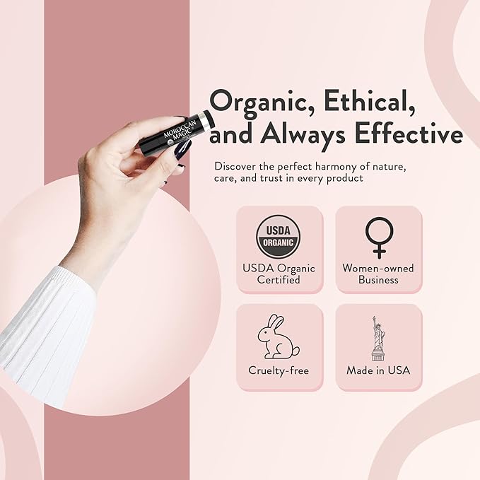 Moroccan Magic Organic Lip Balm Variety Pack Gift Set | Natural Argan and Essential Oils | Quality Smooth Application | Non-Toxic Cruelty Free | Rose, Peppermint Eucalyptus, Lemon Thyme | 3 Pack-VivaGrace Women