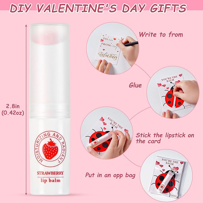 24 Pack Valentines Day Gifts for Kids lip balm bulk,chapstick bulk,party favors for kids boys girls,Natural Moisturizing Lip Balm for dry cracked lips,goody bag filler,Wedding Gifts-VivaGrace Women