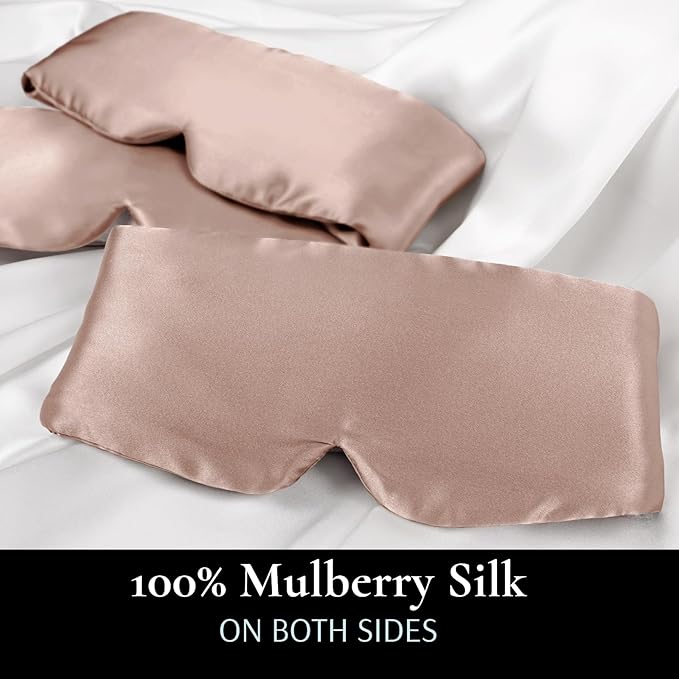 Zenssia 100% Mulberry Silk Sleep Mask Eye Mask for Man and Woman with Adjustable Headband, Full Size Large Sleep Mask & Blindfold for Total Blackout for All Night Sleep, Travel & Nap-Taupe-VivaGrace Women