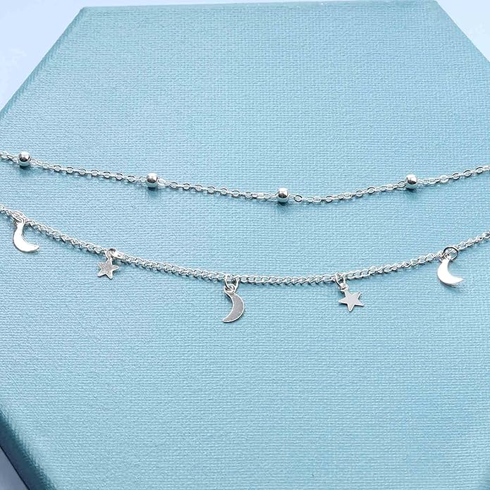 Boho Star Moon Necklace Choker Gold Layered Star Choker Necklace Crescent Moon Necklace Celestial Necklace Chain Festival Jewelry for Women and Girls-VivaGrace Women