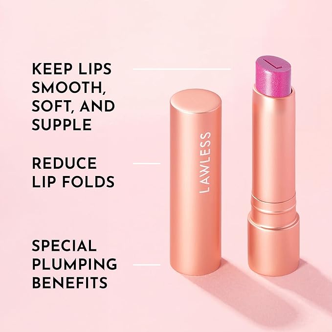 Lawless Forget the Filler Lip Plumping Line Smoothing Tinted Balm - Candy Girl - Premium Tinted Lip Balm with Natural Ingredients to Plump and Smooth Lips for a Firmer, Fuller Look - 0.09 oz-VivaGrace Women