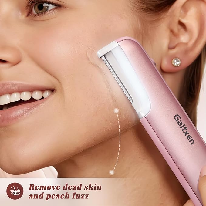 Dermaplaning Tool for Women Pink - Facial Exfoliation & Peach Fuzz Hair Removal with Rechargeable Sonic Edge Technology, 10 Refill Blades-VivaGrace Women