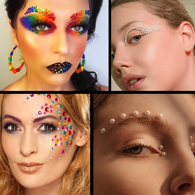 Flat Back Rhinestone+Half Round Pearl Kits Colorful Rhinestones+Beige Pearls With Picker Pencil And Tweezer For Home DIY And Professional Use-VivaGrace Women