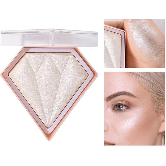 MEICOLY Baked Highlighter Powder Palette,Natural Face Highlighter Shimmer Powder,Long Lasting Glittery Highlighter Makeup Face Luminizer,01 Pearl White-VivaGrace Women