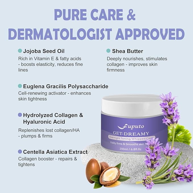 Get Dreamy Overnight Toning Whip - Body Firming Cream for Women, 6.76 oz Sleep & Sculpt Night Cream, Reduces the Appearance of Body Skin Laxity for Mulated for All Skin Types (200ml)-VivaGrace Women