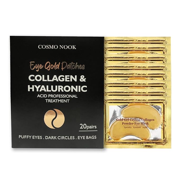 Under Eye Patches (20 Pairs) - Golden Eye Mask with Amino Acid & Collagen, Cooling Eye Care for Wrinkles, Puffy Eyes & Dark Circles, Skincare Treatment for Men & Women-VivaGrace Women