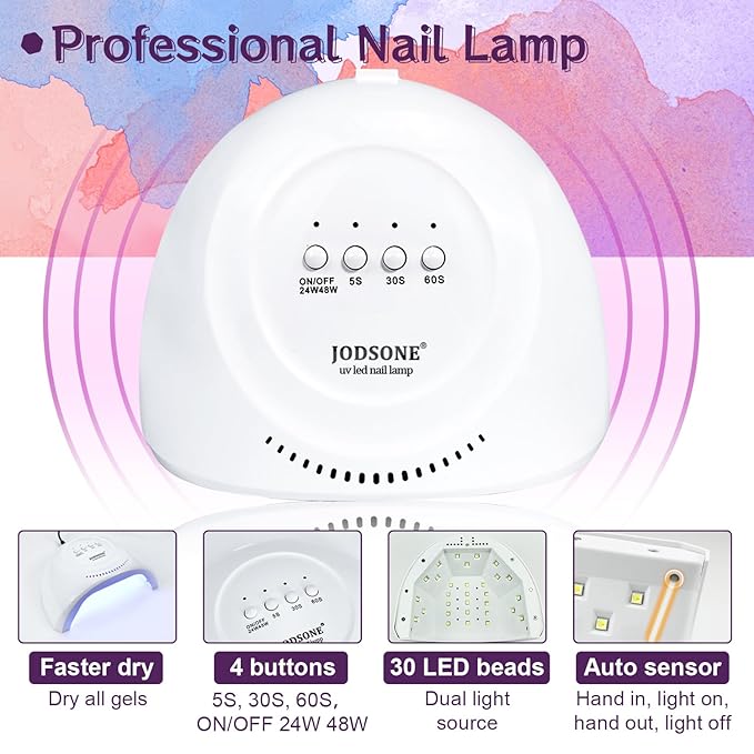 JODSONE 36 Pieces Gel Nail Polish Set U V Light Nail Drill Beginner Set Glossy Surface Easy To Apply Matte Texture All-In-One Manicure Kit-VivaGrace Women