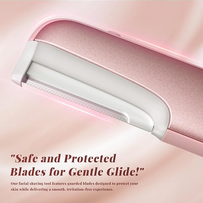 Dermaplaning Tool for Women Pink - Facial Exfoliation & Peach Fuzz Hair Removal with Rechargeable Sonic Edge Technology, 10 Refill Blades-VivaGrace Women