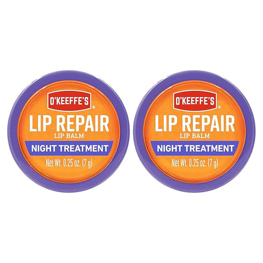 O'Keeffe's Lip Repair Night Treatment Lip Balm, 0.25 Ounce Jar, (Pack of 2)-VivaGrace Women