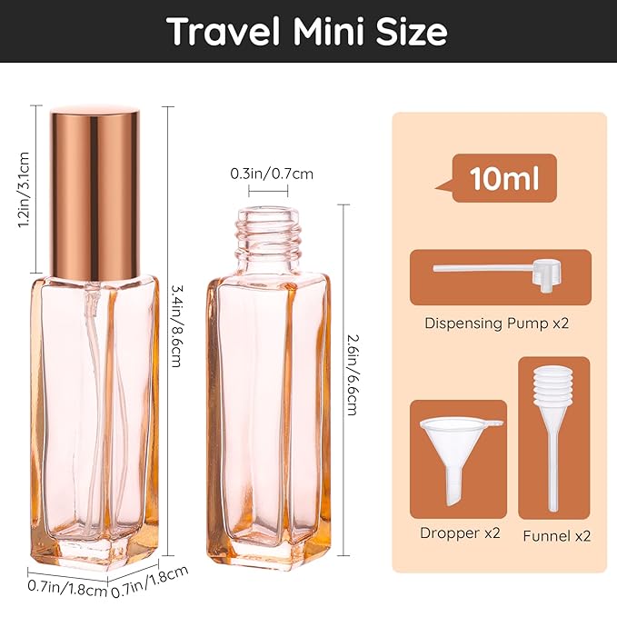 Segbeauty Travel Perfume Atomizer Refillable, 10 Packs Empty Perfume Spray Bottles, 10ML Mini Pocket Cologne Sprayer Fine Mist Atomizer Cosmetic Sample Bottle for Outgoing Party Work-VivaGrace Women