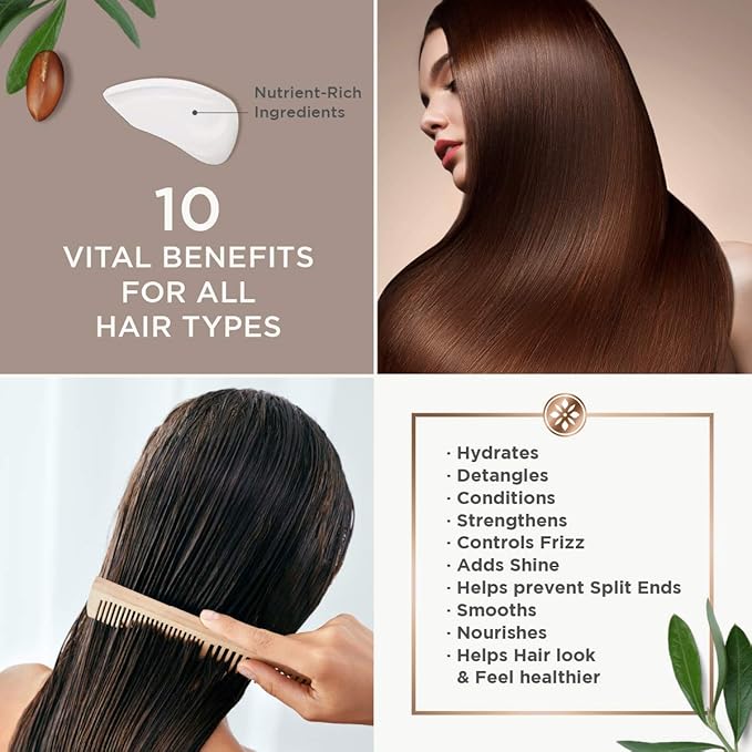 Argan Magic 10 in 1 Hair Treatment & Stylizing Multipurpose Leave in Spray for all Hair Types | Made in USA | Paraben Free | Cruelty Free (8 oz)-VivaGrace Women