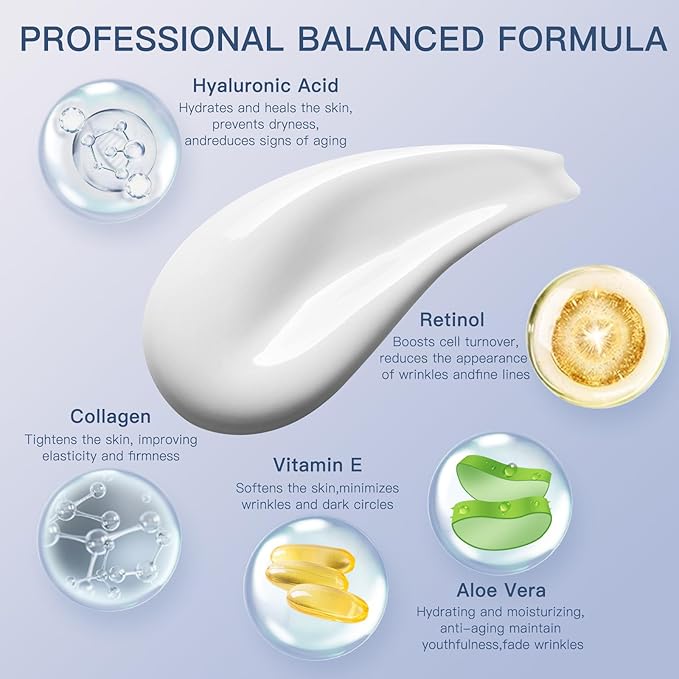 Instant Face Lift Cream with Retinol,Collagen & Hyaluronic Acid,Retinol Face Moisturizer for Wrinkles, Neck & Décolleté, Neck Firming Cream for Women & Men, 1.7 Fl Oz-VivaGrace Women