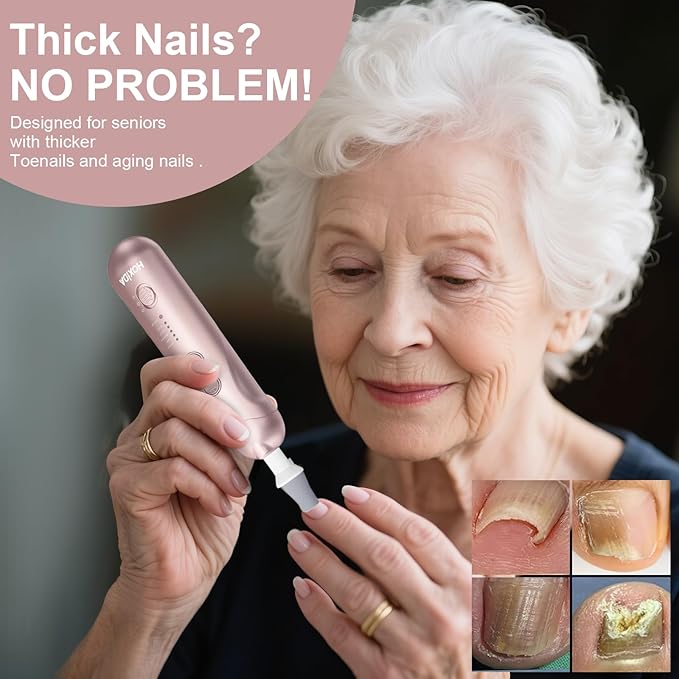 Manicure Pedicure Kit with Case, Professional Nail Grinder for Senior Thick Toenail, Cordless Electric Nail File, 5 Speeds Pedicure Tools for feet Callus Remover, Nail Drill for Women Hand Feet Care-VivaGrace Women