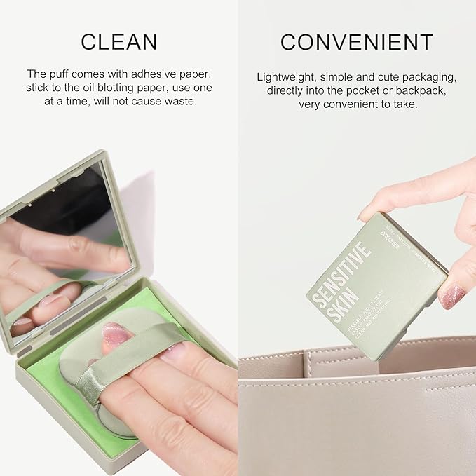 KYDA 200 Sheets Oil Blotting Paper with Mirror and Puff, Refills Included, Face Oil Absorbing Sheets, Oil Control Paper, Absorb Excess Oil, Makeup Friendly-VivaGrace Women