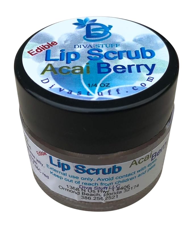 Diva Stuff Ultra Hydrating Lip Scrub for Soft Lips, Gentle Exfoliation, Moisturizer & Conditioner, Acai Berry – ¼ oz (Made in the USA)-VivaGrace Women