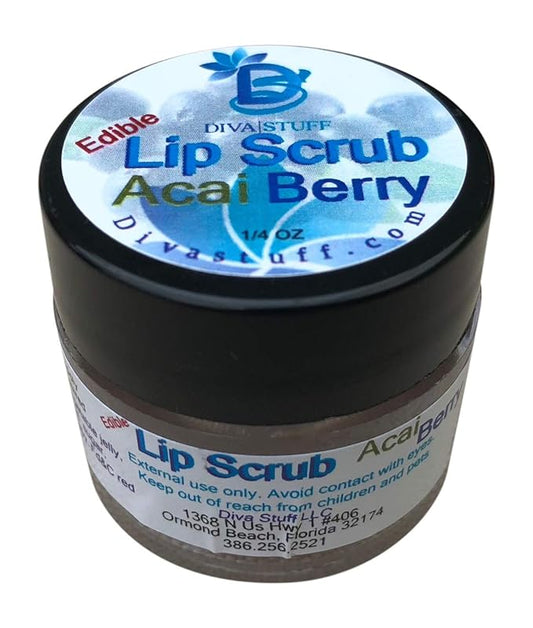 Diva Stuff Ultra Hydrating Lip Scrub for Soft Lips, Gentle Exfoliation, Moisturizer & Conditioner, Acai Berry – ¼ oz (Made in the USA)-VivaGrace Women