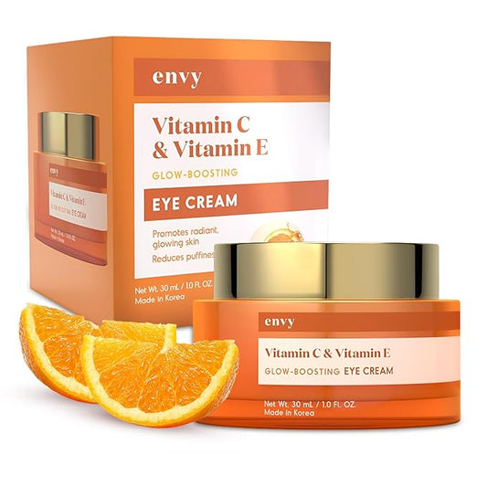 Envy Vitamin C & Vitamin E Under Eye Cream - For Dark Circles and Puffiness, Brightening & Anti-Aging Under Eye Cream - Rejuvenates Fatigued Eyes - Cruelty Free Korean Skin Care - 1.01 OZ-VivaGrace Women