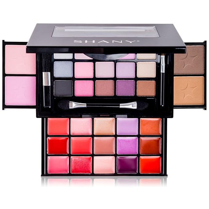 SHANY Fierce & Flawless All-in-One Makeup Set Compact with Mirror, 15 Eye Shadows, 2 Bronzers, 2 Blushes and 15 Lip/Eye Glosses, Makeup Applicators, Premium Giftable Packaging-VivaGrace Women