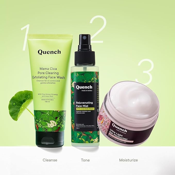 Quench CICA & 2% Niacinamide Face Mist Toner for Oil & Acne Control | Hydrates, Calms and Refreshes Skin | Gentle & Non-Irritating | Lightweight, Alcohol-Free and Non-Comedogenic (100ml)-VivaGrace Women