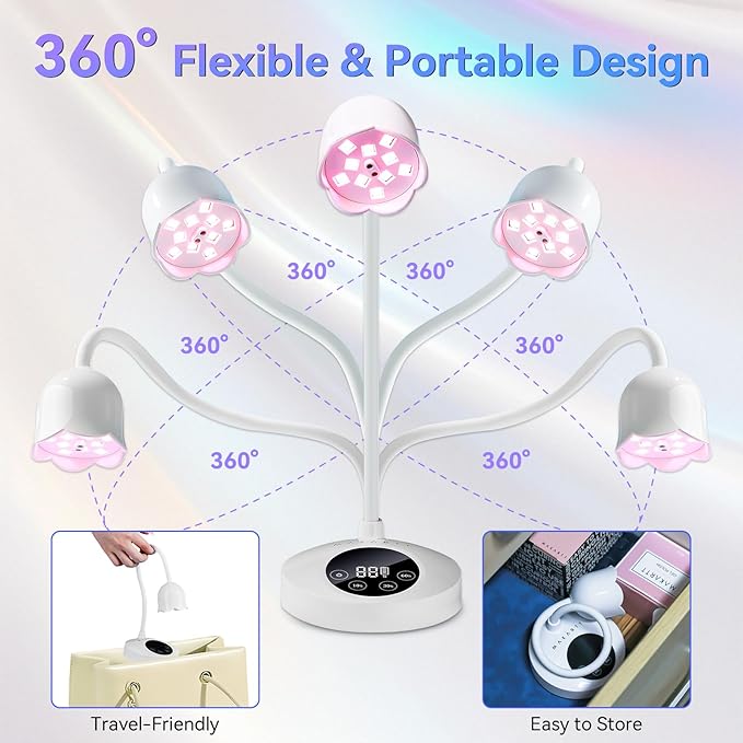 Makartt UV Nail Lamp: Mini UV Light for Gel Nails Polish Luminoza 30W Rechargeable LED Nail Light Nail Dryer with 4 Timers & Auto Sensor, Fast Curing Goosenecks Lamp for Home DIY Manicure-VivaGrace Women