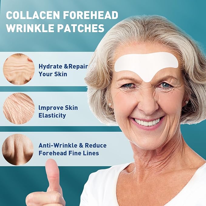 28 Pcs Forehead Wrinkle Patches - Anti Wrinkle Facial Patches with Collagen and Vitamin E for Face Overnight to Smoothing Fine Frown Lines & Wrinkles Treatment-VivaGrace Women