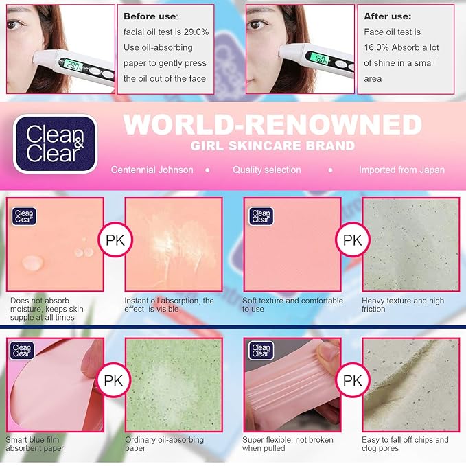 Oil Control Film Replacment for Clean & Clear Oil-absorbing Sheets,3 Pack (Grapefruit Fragrance) Oil Blotting Sheets For Face,Makeup Friendly High-performance Handy Face Blotting Paper for Oily Skin-VivaGrace Women