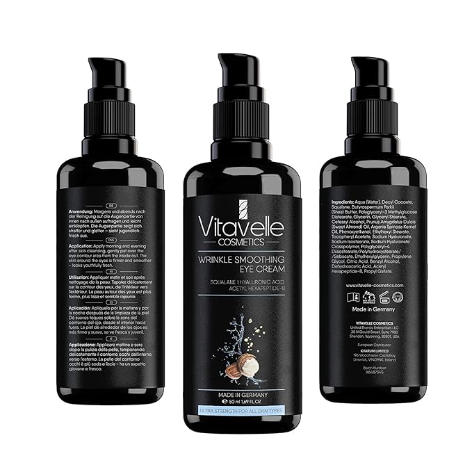 Smoothing Eye Cream for Wrinkles- Anti Aging Eye Cream for Dark Circles and Puffiness, Under Eye Cream for Dark Circles & Wrinkles, Under Eye Cream with Hyaluronic Acid (Squalane (50 ml))-VivaGrace Women