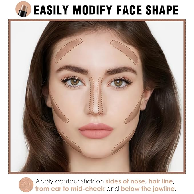 FOCALLURE Cream Contour Stick, Matte Bronzer Stick, Professional Face Shaping & Contouring Stick Makeup, Easy to Apply with Buildable Coverage, Long Lasting & Sweatproof, MOCHA-VivaGrace Women