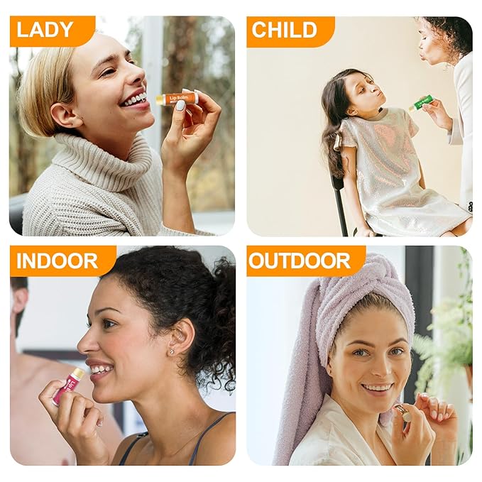 10 Pack Natural Lip Balm Bulk with Vitamin E and Coconut Oil Valentine's Day best choice - Moisturizing, Soothing, and Repairing Dry and Chapped Lips - 10 Flavors - Non-GMO-VivaGrace Women