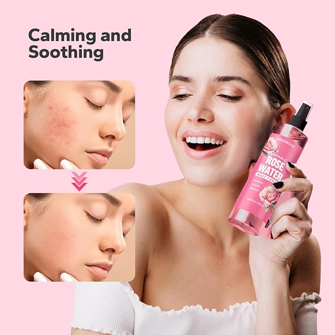 Organic Rose Water Spray (8.45 Fl Oz), Rosewater Spray for Face & Hair, Rose Water for Skin Care-VivaGrace Women