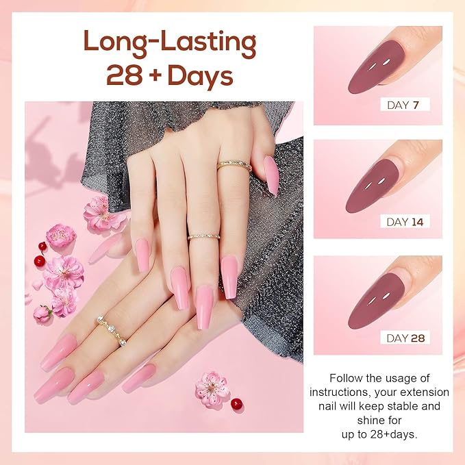 JEWHITENY Poly Extension Gel Kit With 48W LED Nail Lamp 14 Colors Builder Extension Gel All-in-One French Kit Nail Art Design Beginner Kit-VivaGrace Women