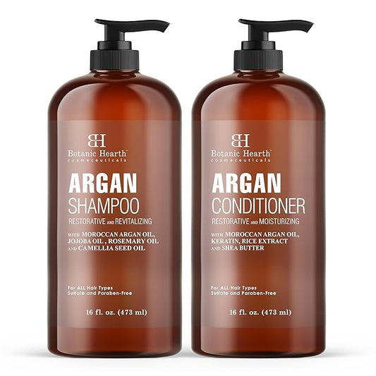 Botanic Hearth Argan Oil Shampoo And Conditioner Set | 16 Fl Oz Each With Keratin, Restorative & Moisturizing, Sulfate Free | All Hair Types & Color Treated Hair, Men And Women | (Packaging May Vary)-VivaGrace Women
