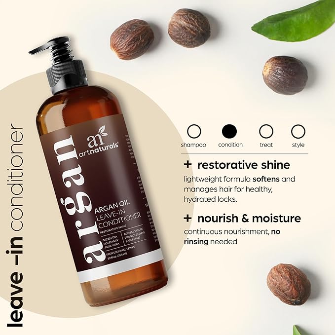Artnaturals Argan Oil Leave-In Conditioner - (12 Fl Oz / 355ml) - Made with Organic and Natural Ingredients - for All Hair Types – Treatment for Damaged, Dry, Color Treated and Hair Loss (ANHA-0802)-VivaGrace Women