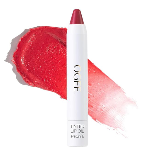 Ogee Tinted Sculpted Lip Oil - Lip Stain Made with 100% Organic Coconut Oil, Jojoba Oil, and Vitamin E - Best as Lip Balm, Lip Color or Lip Treatment - PETUNIA (Sheer Blush)-VivaGrace Women