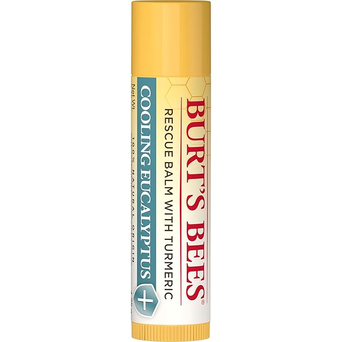 Burt's Bees 100% Natural Origin Rescue Lip Balm With Beeswax and Antioxidant-Rich Turmeric Promotes Healing Of Extremely Dry Lips, Cooling Eucalyptus, 2 Tubes in Blister Box(Pack May Vary)-VivaGrace Women