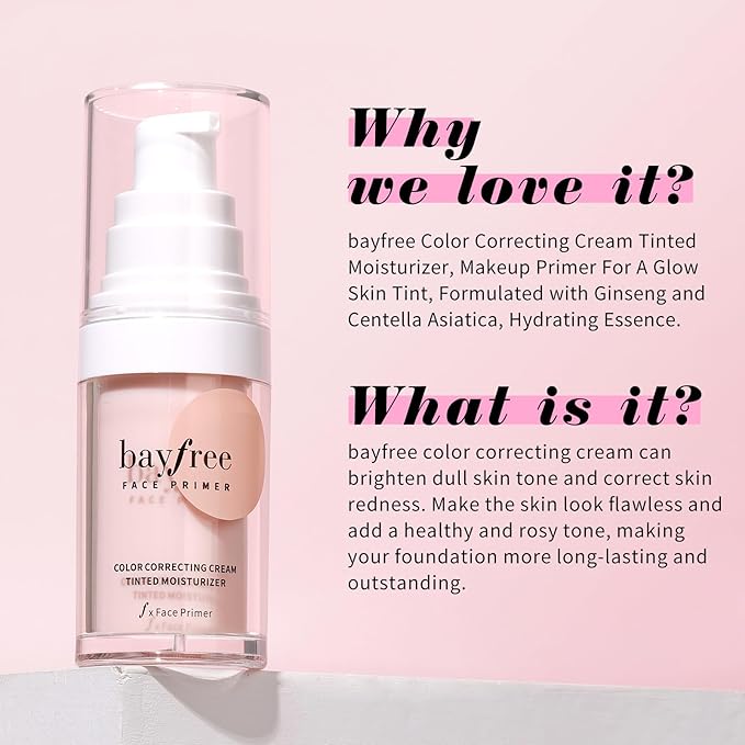 Color Correcting Cream Tinted Moisturizer, Makeup Primer for A Glow Skin Tint, Formulated with Ginseng and Centella Asiatica, Hydrating Essence-VivaGrace Women