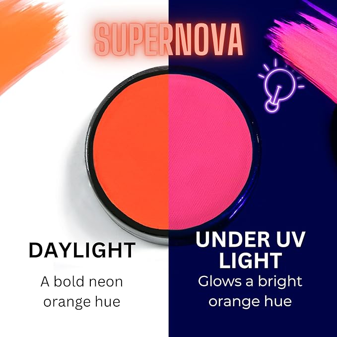 Mehron Paradise FX UV Neon Glow – Neon UV Super Nova 1.4 oz | Water Activated Black Light UV Paint for Raves, Costumes, SFX, Halloween, Stage, Theater & Cosplay-VivaGrace Women