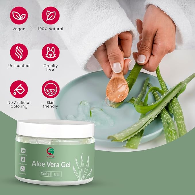 Aloe Vera Gel 12 oz | Unscented | For Face, Scalp & Hair | by Yogi’s Gift®-VivaGrace Women
