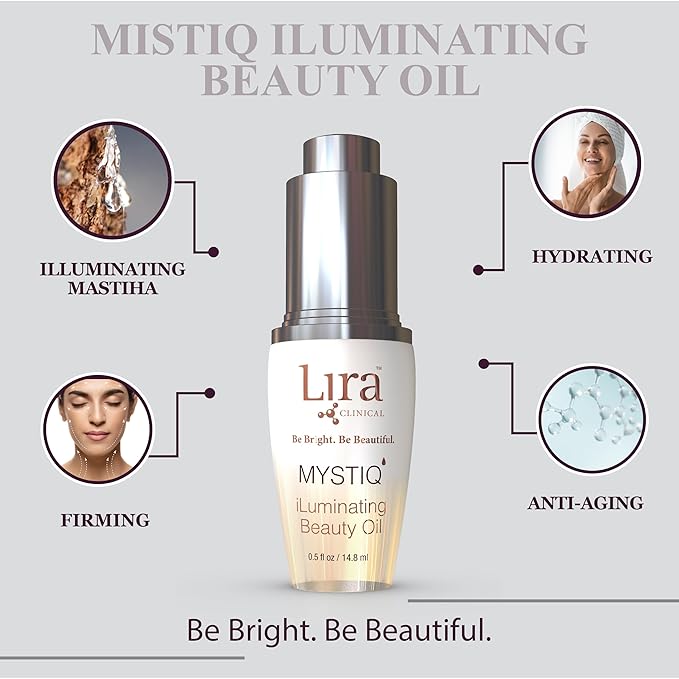 Lira Clinical MYSTIQ iLuminating Beauty Oil - Vitamin C Face Oil with Plant Stem Cell Extract - Hydrates Skin with Argan, Baobab with Antioxidants - Facial Drops for Daily Skincare Routine - 0.5 Oz-VivaGrace Women